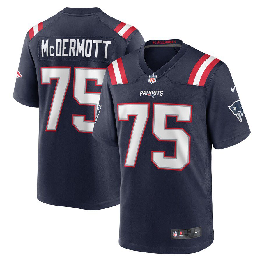 Men New England Patriots #75 Conor McDermott Nike Navy Home Game Player NFL Jersey